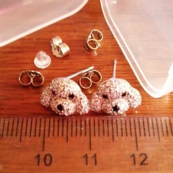 Pandora Cute Iced CZ Sparkling Diamond Cutie Dog Earrings - Picture 11 of 15